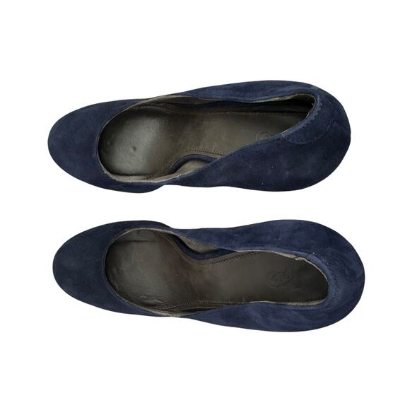 Vintage Joie Navy Suede Platform Pumps Round Toe, Block Heel, Size 39 - Picture 11 of 11